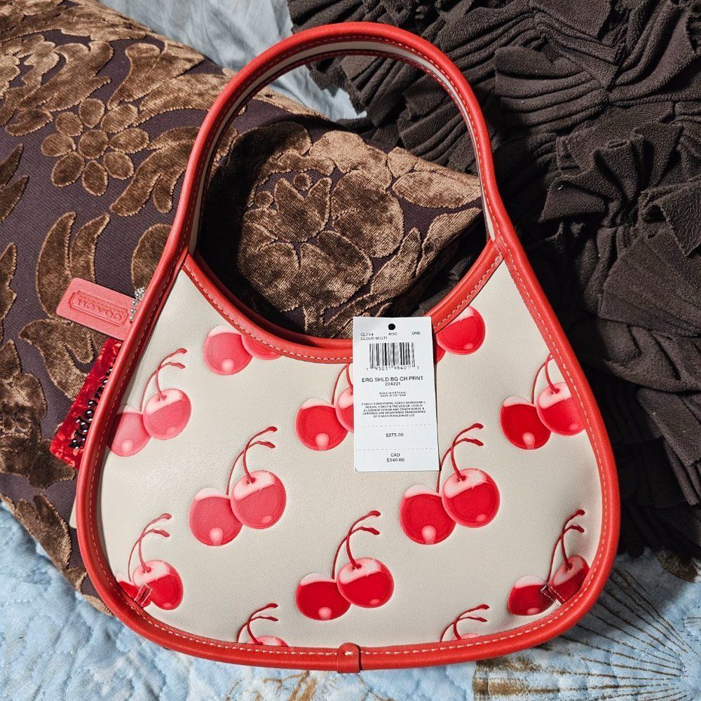 NWT SOLD OUT Coachtopia Coach Ergo Shoulder Bag in Vintage Cherry Print - Picture 2 of 7